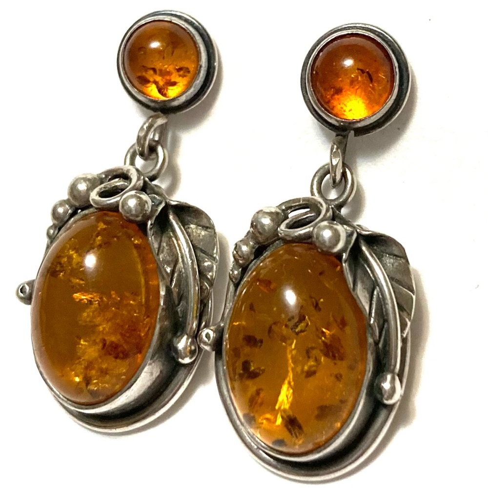 Sterling Silver Amber Earrings